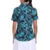 MoFiz Women’s Golf Polo Shirt Short Sleeve Collared 1/4 Zip Athletic Tennis Shirt Quick-Dry Lightweight Summer Casual Tops(Green Botanical Print)