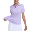 MoFiz Women’s Golf Polo Shirt Short Sleeve Collared 1/4 Zip Athletic Tennis Shirt Quick-Dry Lightweight Summer Casual Tops(Light Purple)