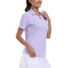 MoFiz Women’s Golf Polo Shirt Short Sleeve Collared 1/4 Zip Athletic Tennis Shirt Quick-Dry Lightweight Summer Casual Tops(Light Purple)