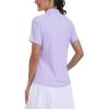 MoFiz Women’s Golf Polo Shirt Short Sleeve Collared 1/4 Zip Athletic Tennis Shirt Quick-Dry Lightweight Summer Casual Tops(Light Purple)