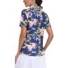 MoFiz Women’s Golf Polo Shirt Short Sleeve Collared 1/4 Zip Athletic Tennis Shirt Quick-Dry Lightweight Summer Casual Tops(Navy Blue Floral Print)