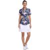MoFiz Women’s Golf Polo Shirt Short Sleeve Collared 1/4 Zip Athletic Tennis Shirt Quick-Dry Lightweight Summer Casual Tops(Navy Blue Floral Print)