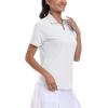 MoFiz Women’s Golf Polo Shirt Short Sleeve Collared 1/4 Zip Athletic Tennis Shirt Quick-Dry Lightweight Summer Casual Tops(White)