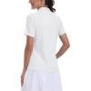 MoFiz Women’s Golf Polo Shirt Short Sleeve Collared 1/4 Zip Athletic Tennis Shirt Quick-Dry Lightweight Summer Casual Tops(White)