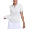 MoFiz Women’s Golf Polo Shirt Short Sleeve Collared 1/4 Zip Athletic Tennis Shirt Quick-Dry Lightweight Summer Casual Tops(White)