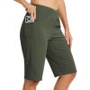 MoFiz Women’s Bermuda Long Shorts 12″ High Waisted Knee Length Shorts for Women Summer Athletic Running Shorts(Army Green)