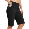 MoFiz Women’s Bermuda Long Shorts 12″ High Waisted Knee Length Shorts for Women Summer Athletic Running Shorts(Black)