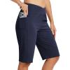 MoFiz Women’s Bermuda Long Shorts 12″ High Waisted Knee Length Shorts for Women Summer Athletic Running Shorts(Navy)