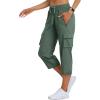 MoFiz Women’s Cargo Capris Hiking Pants Lightweight Quick Dry Outdoor Athletic Travel Casual Loose Comfy Cute Zipper Pockets(C04-army Green)