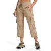 MoFiz Women’s Cargo Capris Hiking Pants Lightweight Quick Dry Outdoor Athletic Travel Casual Loose Comfy Cute Zipper Pockets(C12-camouflage Khaki)