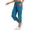 MoFiz Women’s Cargo Capris Hiking Pants Lightweight Quick Dry Outdoor Athletic Travel Casual Loose Comfy Cute Zipper Pockets(C14-sapphire Blue)