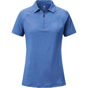MoFiz Women’s Golf Polo Shirt Short Sleeve Collared 1/4 Zip Athletic Tennis Shirt Quick-Dry Lightweight Summer Casual Tops(Sky Blue)