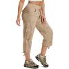 MoFiz Women’s Cargo Capris Hiking Pants Lightweight Quick Dry Outdoor Athletic Travel Casual Loose Comfy Cute Pockets(21-camouflage Ghaki)