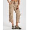 MoFiz Women’s Cargo Capris Hiking Pants Lightweight Quick Dry Outdoor Athletic Travel Casual Loose Comfy Cute Pockets(21-camouflage Ghaki)