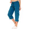 MoFiz Women’s Cargo Capris Hiking Pants Lightweight Quick Dry Outdoor Athletic Travel Casual Loose Comfy Cute Pockets(22-sapphire Blue)