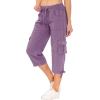 MoFiz Women’s Cargo Capris Hiking Pants Lightweight Quick Dry Outdoor Athletic Travel Casual Loose Comfy Cute Pockets(23-light Purple)
