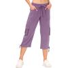 MoFiz Women’s Cargo Capris Hiking Pants Lightweight Quick Dry Outdoor Athletic Travel Casual Loose Comfy Cute Pockets(23-light Purple)