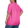 MoFiz Women’s Plus Size Golf Polo Shirts Loose Fit Short Sleeve V-Neck Tennis Workouts Tops, XL-5XL(Rose Red)