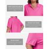 MoFiz Women’s Plus Size Golf Polo Shirts Loose Fit Short Sleeve V-Neck Tennis Workouts Tops, XL-5XL(Rose Red)
