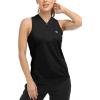 MoFiz Women’s Sleeveless Golf Polo Shirts Tennis Tank Tops Racerback with 1/4 Zip Collarless UPF 50+ Quick Dry Lightweight(Black)