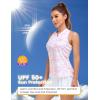 MoFiz Women’s Sleeveless Golf Polo Shirts Tennis Tank Tops Racerback with 1/4 Zip Collarless UPF 50+ Quick Dry Lightweight(Camo Pink)