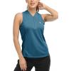 MoFiz Women’s Sleeveless Golf Polo Shirts Tennis Tank Tops Racerback with 1/4 Zip Collarless UPF 50+ Quick Dry Lightweight(Sea Blue)