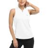 MoFiz Women’s Sleeveless Golf Polo Shirts Tennis Tank Tops Racerback with 1/4 Zip Collarless UPF 50+ Quick Dry Lightweight(White)