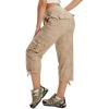 MoFiz Women’s Cargo Capris Hiking Pants Lightweight Quick Dry Outdoor Athletic Travel Casual Loose Comfy Cute Pockets(21-camouflage Ghaki)