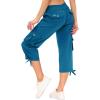 MoFiz Women’s Cargo Capris Hiking Pants Lightweight Quick Dry Outdoor Athletic Travel Casual Loose Comfy Cute Pockets(22-sapphire Blue)