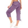 MoFiz Women’s Cargo Capris Hiking Pants Lightweight Quick Dry Outdoor Athletic Travel Casual Loose Comfy Cute Pockets(23-light Purple)