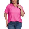 MoFiz Women’s Plus Size Golf Polo Shirts Loose Fit Short Sleeve V-Neck Tennis Workouts Tops, XL-5XL(Rose Red)