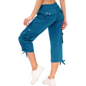 MoFiz Women’s Cargo Capris Hiking Pants Lightweight Quick Dry Outdoor Athletic Travel Casual Loose Comfy Cute Pockets(22-sapphire Blue)
