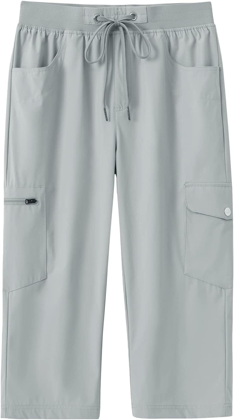image:imageMoFiz Capri Pants for Women Lightweight Ice Cool Capris for Women Casual Summer Trip Loose Shorts with Zipper PocketsA06light Gray