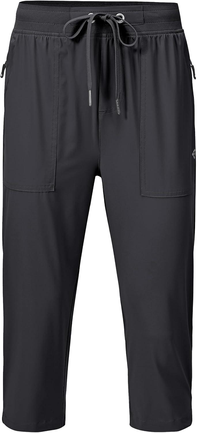 image:imageMoFiz Capri Pants for Women Lightweight Ice Cool Capris for Women Casual Summer with Zipper PocketsD05dark Gray