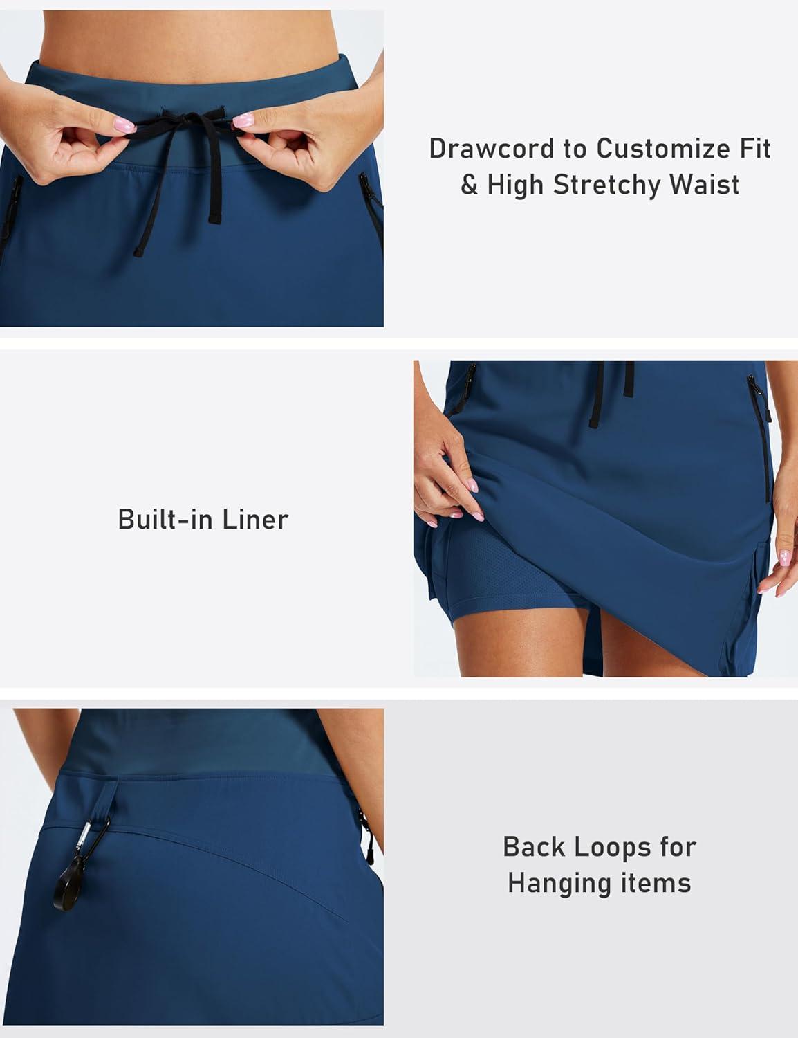 image:imageMoFiz Women 18 Hiking Cargo Skort with Pockets High Waisted Athletic Casual Summer Quick Dry Golf Tennis SkirtsSea Blue
