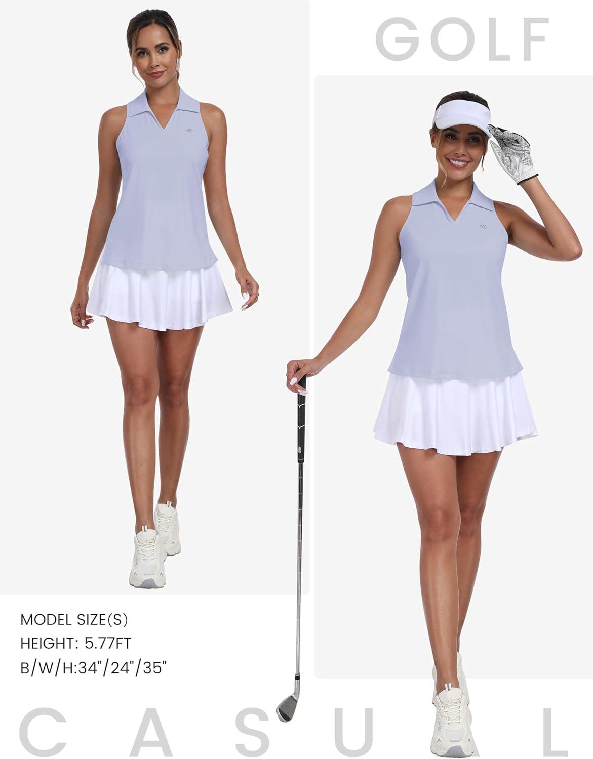 image:imageMoFiz Womens Golf Shirts Sleeveless Tennis Tank Tops Racerback Polo V Neck Collared Quick Dry Athletic TanksLight Purple 02 2xl