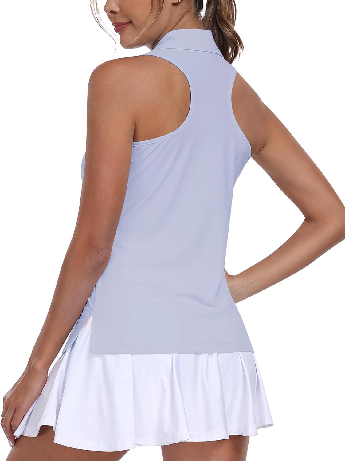 image:imageMoFiz Womens Golf Shirts Sleeveless Tennis Tank Tops Racerback Polo V Neck Collared Quick Dry Athletic TanksLight Purple 02 2xl
