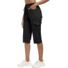 MoFiz Capri Pants for Women Lightweight Ice Cool Capris for Women Casual Summer Trip Loose Shorts with Zipper Pockets(A01-black)