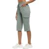 MoFiz Capri Pants for Women Lightweight Ice Cool Capris for Women Casual Summer Trip Loose Shorts with Zipper Pockets(A02-gray Green)