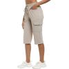 MoFiz Capri Pants for Women Lightweight Ice Cool Capris for Women Casual Summer Trip Loose Shorts with Zipper Pockets(A03-light Khaki)