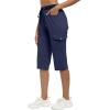 MoFiz Capri Pants for Women Lightweight Ice Cool Capris for Women Casual Summer Trip Loose Shorts with Zipper Pockets(A04-navy Blue)