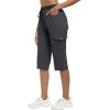 MoFiz Capri Pants for Women Lightweight Ice Cool Capris for Women Casual Summer Trip Loose Shorts with Zipper Pockets(A05-dark Gray)
