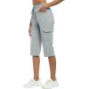 MoFiz Capri Pants for Women Lightweight Ice Cool Capris for Women Casual Summer Trip Loose Shorts with Zipper Pockets(A06-light Gray)