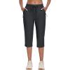 MoFiz Capri Pants for Women Lightweight Ice Cool Capris for Women Casual Summer with Zipper Pockets(D05-dark Gray)
