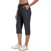 MoFiz Capri Pants for Women Lightweight Ice Cool Capris for Women Casual Summer with Zipper Pockets(D05-dark Gray)