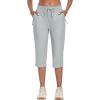 MoFiz Capri Pants for Women Lightweight Ice Cool Capris for Women Casual Summer with Zipper Pockets(D06-light Gray)
