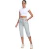 MoFiz Capri Pants for Women Lightweight Ice Cool Capris for Women Casual Summer with Zipper Pockets(D06-light Gray)