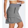 MoFiz Women 18″ Hiking Cargo Skort with Pockets High Waisted Athletic Casual Summer Quick Dry Golf Tennis Skirts(Light Grey)