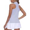 MoFiz Women’s Golf Shirts Sleeveless Tennis Tank Tops Racerback Polo V Neck Collared Quick Dry Athletic Tanks(Light Purple 02 2xl)