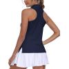MoFiz Women’s Golf Shirts Sleeveless Tennis Tank Tops Racerback Polo V Neck Collared Quick Dry Athletic Tanks(Navy Blue 02 M)